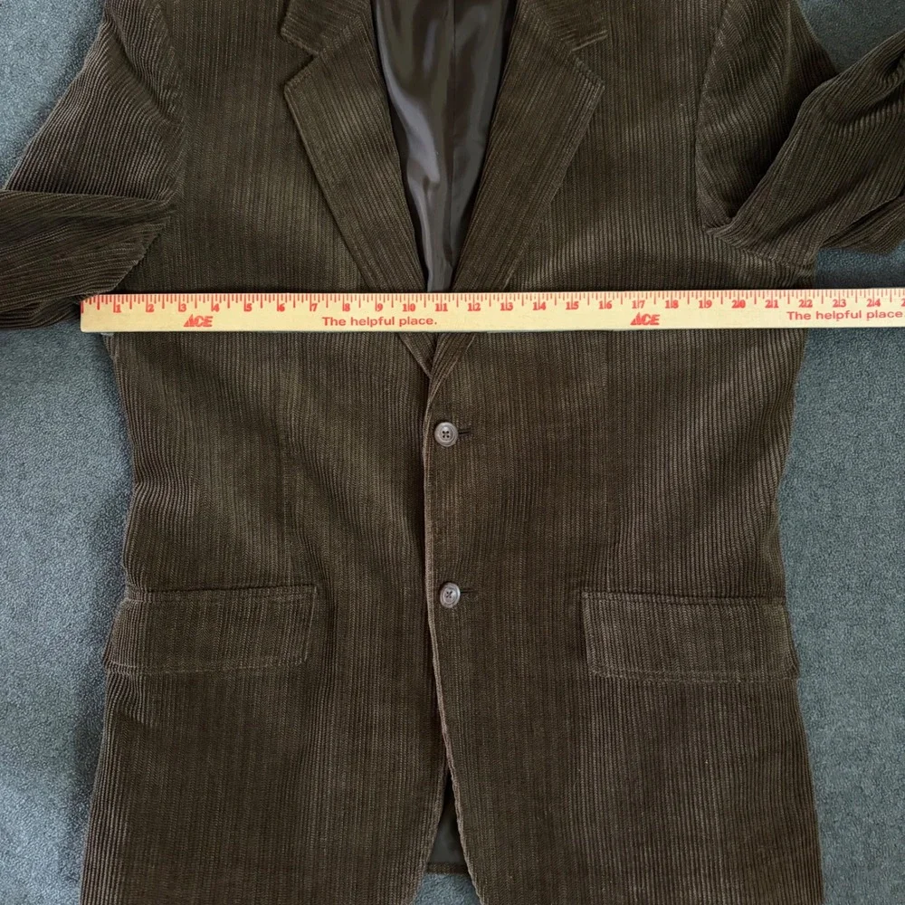 Vintage Corduroy Blazer Mens Large Brown Herringbone Wide Wale Two Button Jacket